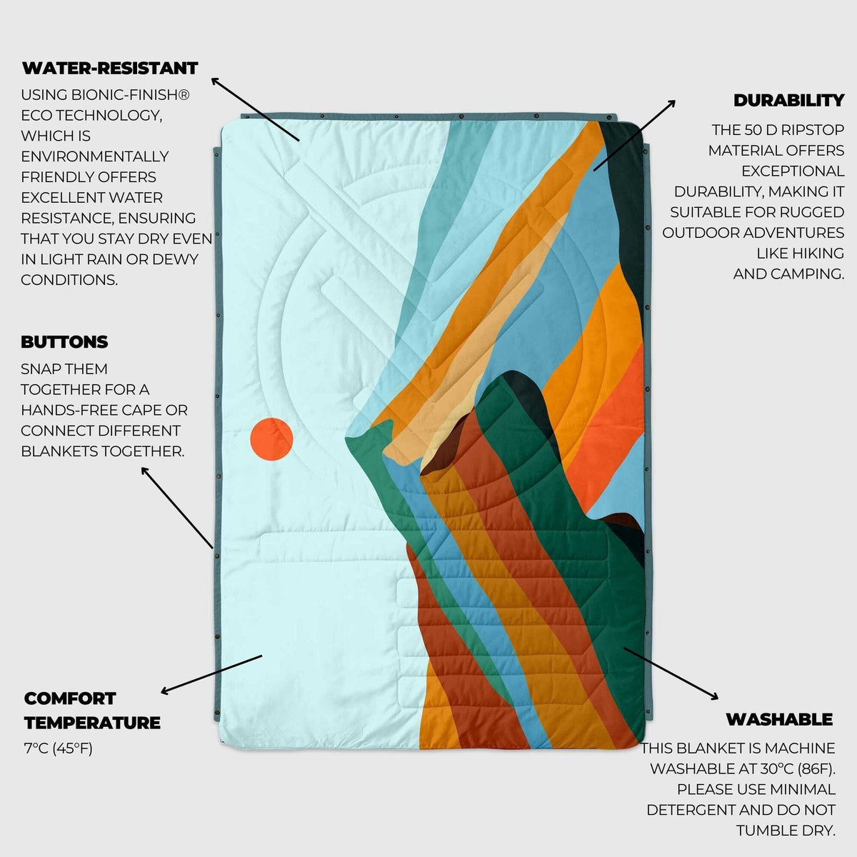 VOITED CloudTouch® Indoor/Outdoor Camping Blanket - Blue Mountain Blankets VOITED