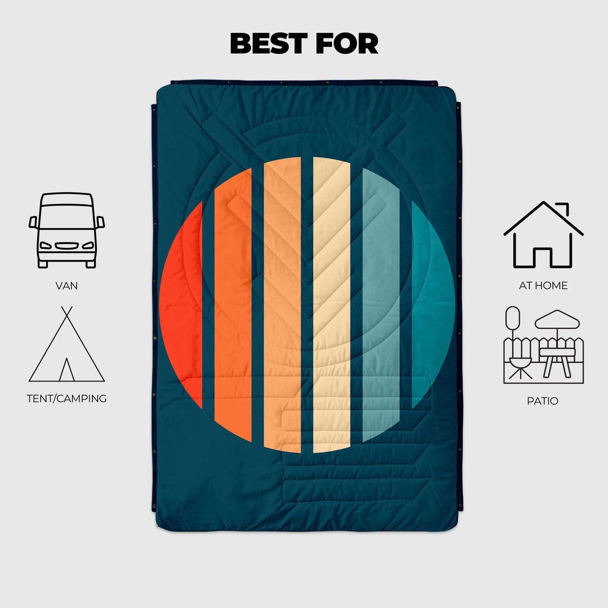 VOITED CloudTouch® Indoor/Outdoor Camping Blanket - Sunset Stripes Blankets VOITED