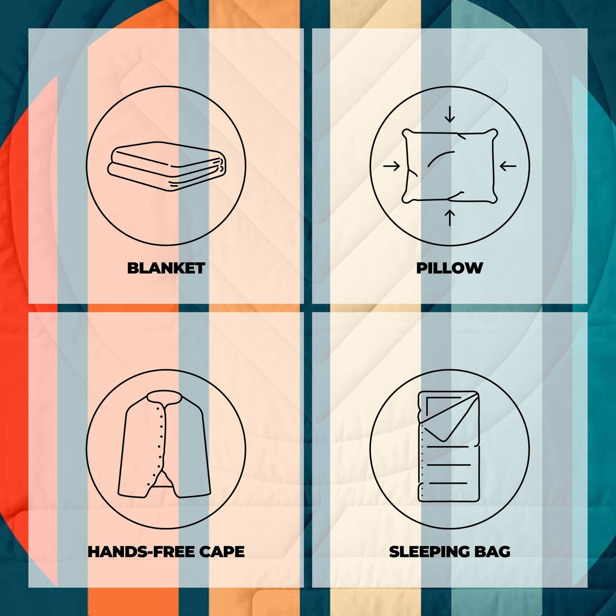 VOITED CloudTouch® Indoor/Outdoor Camping Blanket - Sunset Stripes Blankets VOITED