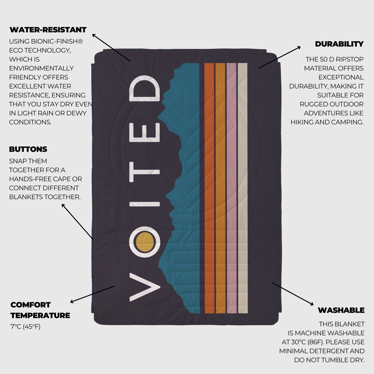 VOITED CloudTouch® Indoor/Outdoor Camping Blanket - Peaks Blankets VOITED