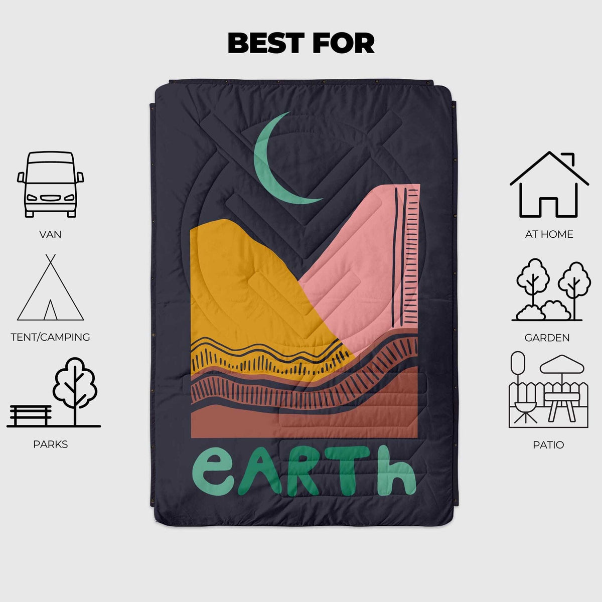 VOITED Fleece Outdoor Camping Blanket - Earth Blankets VOITED