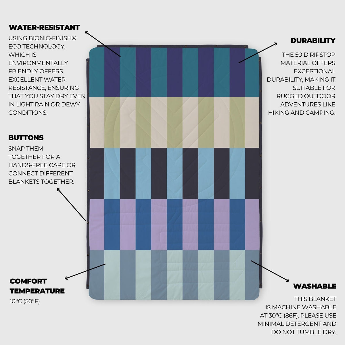 VOITED Fleece Outdoor Camping Blanket - Azure Blankets VOITED