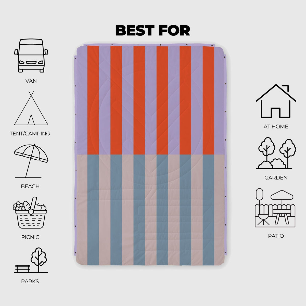 VOITED Recycled Ripstop Outdoor Camping Blanket - Arctic Mist/Digital Lavender Blankets VOITED