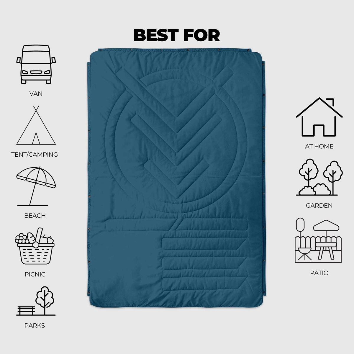 VOITED Recycled Ripstop Outdoor Camping Blanket - Blue Steel / Graphite Blankets VOITED