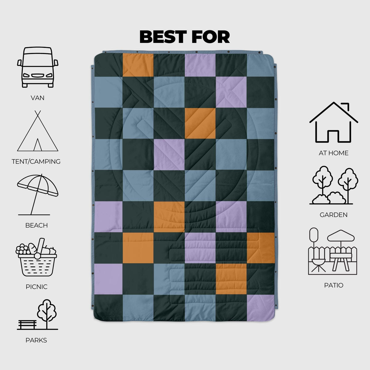 VOITED Recycled Ripstop Outdoor Camping Blanket - Cheeckers Blankets VOITED