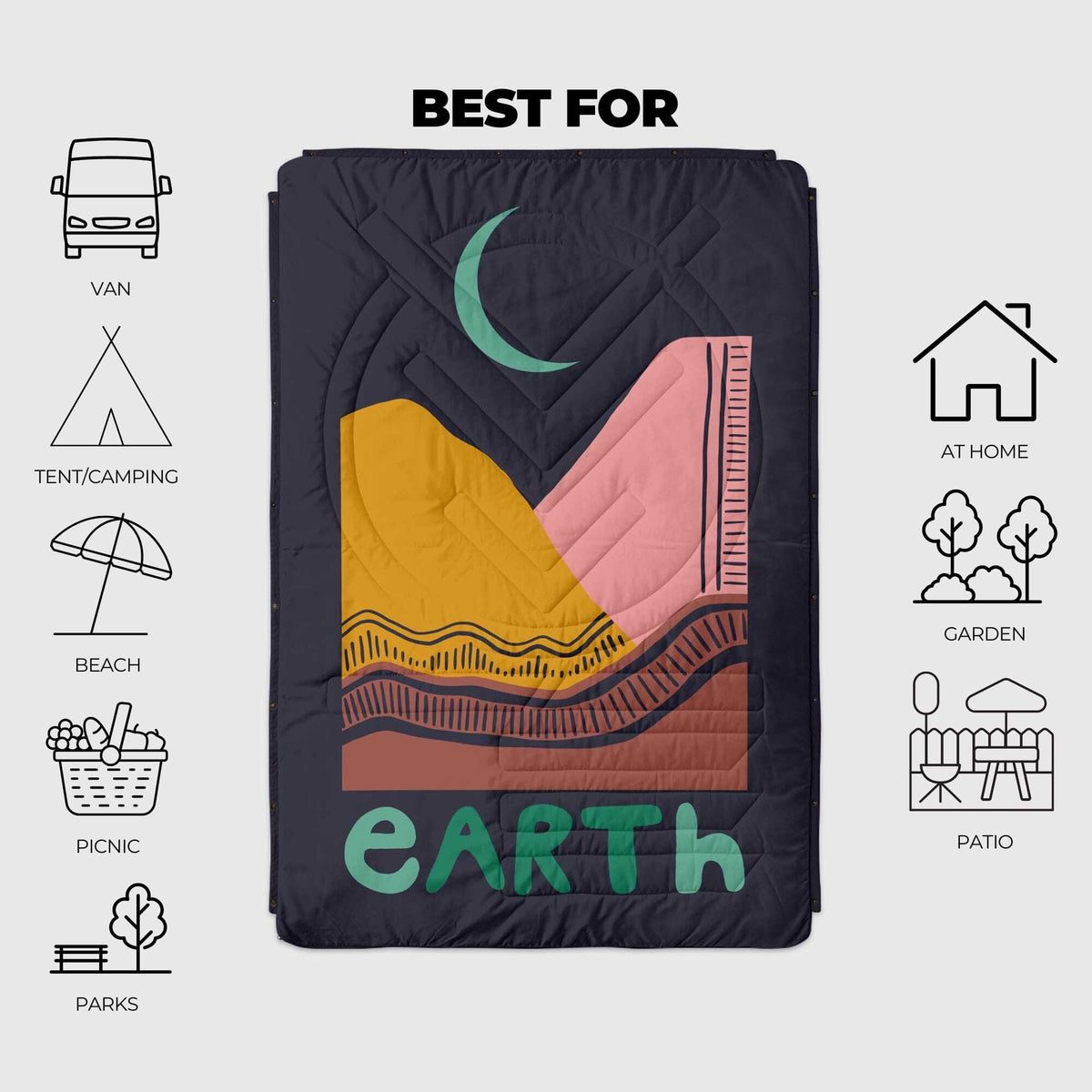 VOITED Recycled Ripstop Outdoor Camping Blanket - Earth Blankets VOITED