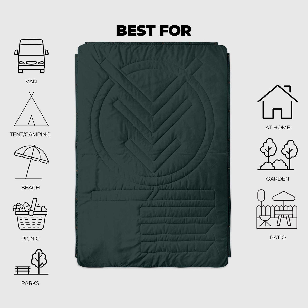 VOITED Recycled Ripstop Outdoor Camping Blanket - Green Gabels / Dusty Sand Blankets VOITED