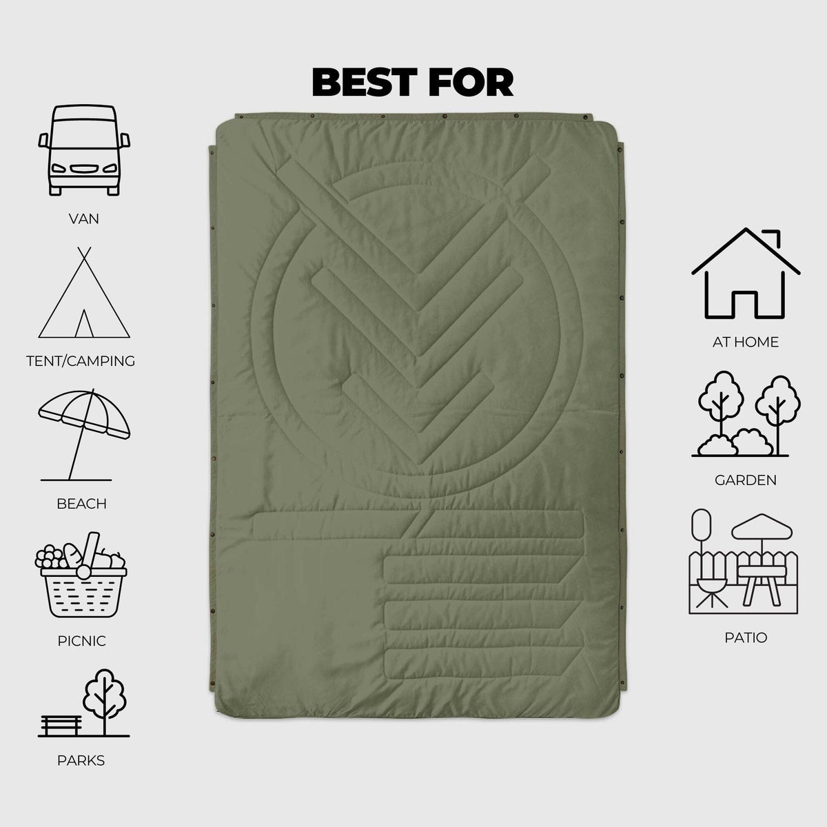 VOITED Recycled Ripstop Outdoor Camping Blanket - Olive/Mountain Spring Blankets VOITED