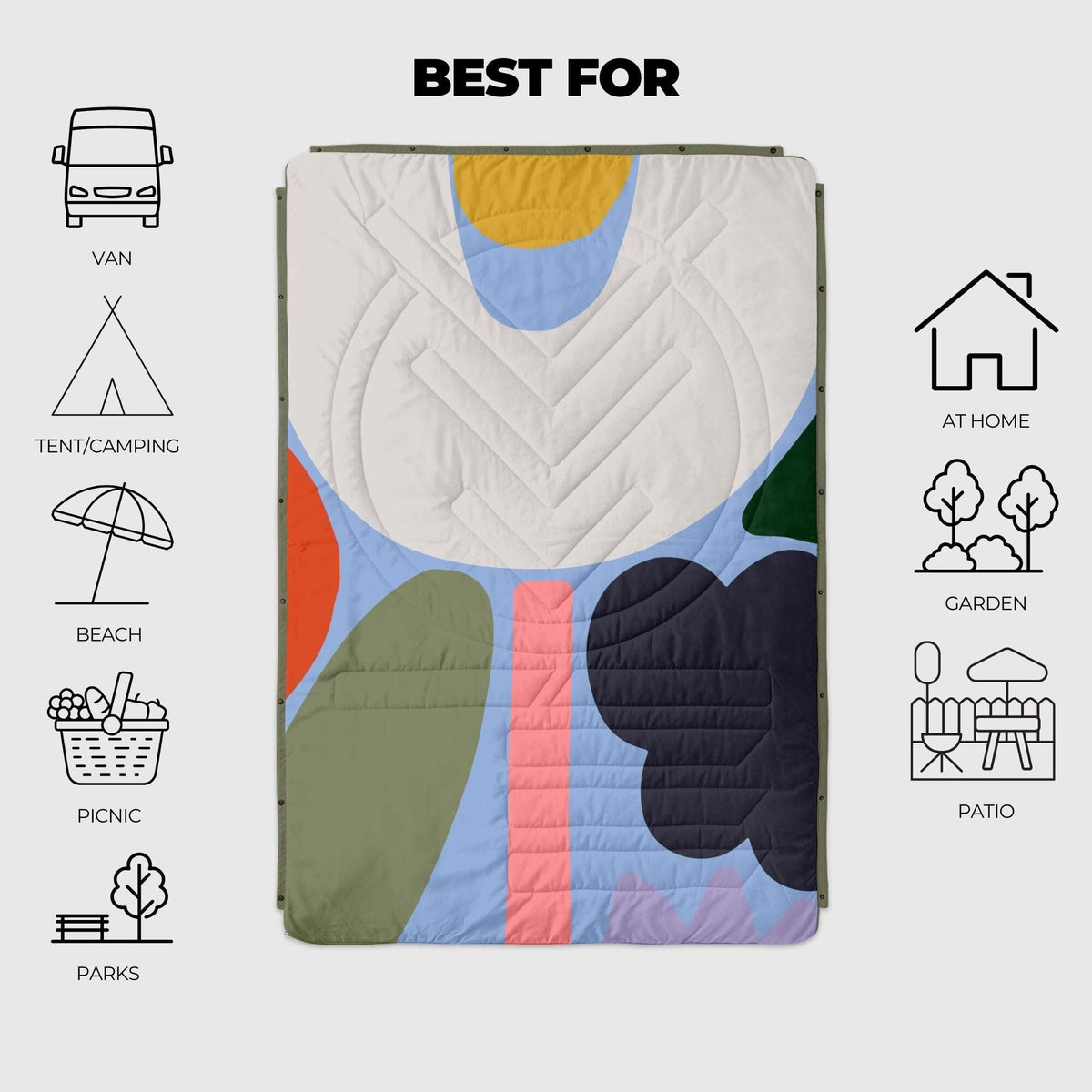VOITED Recycled Ripstop Outdoor Camping Blanket - Playtime/Olive Blankets VOITED