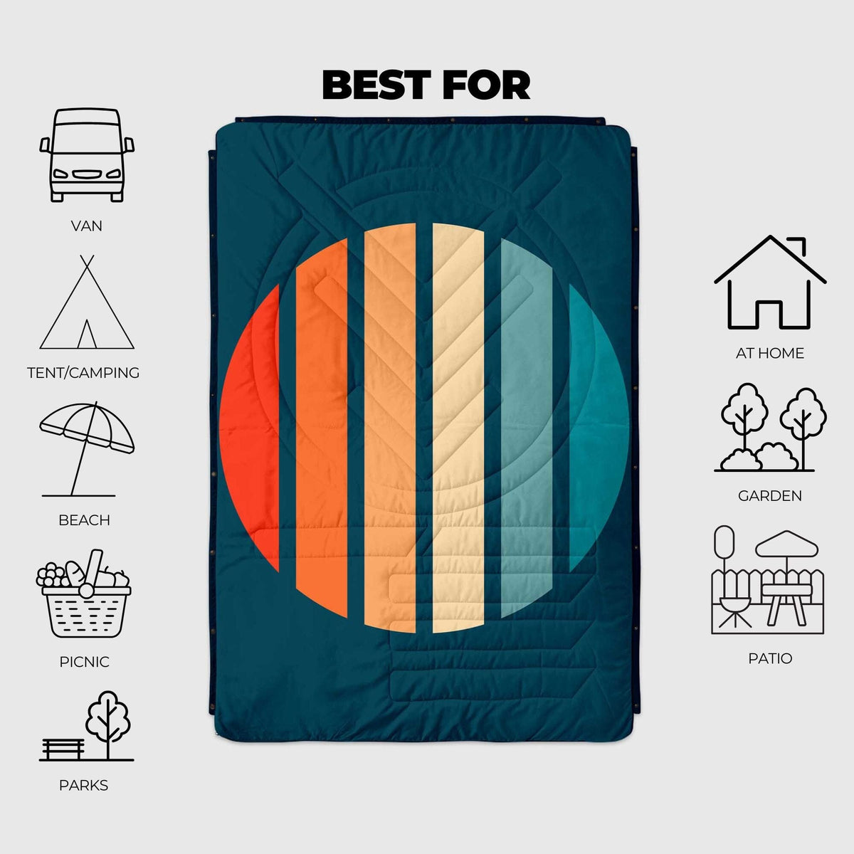 VOITED Recycled Ripstop Outdoor Camping Blanket - Sunset Stripes Blankets VOITED