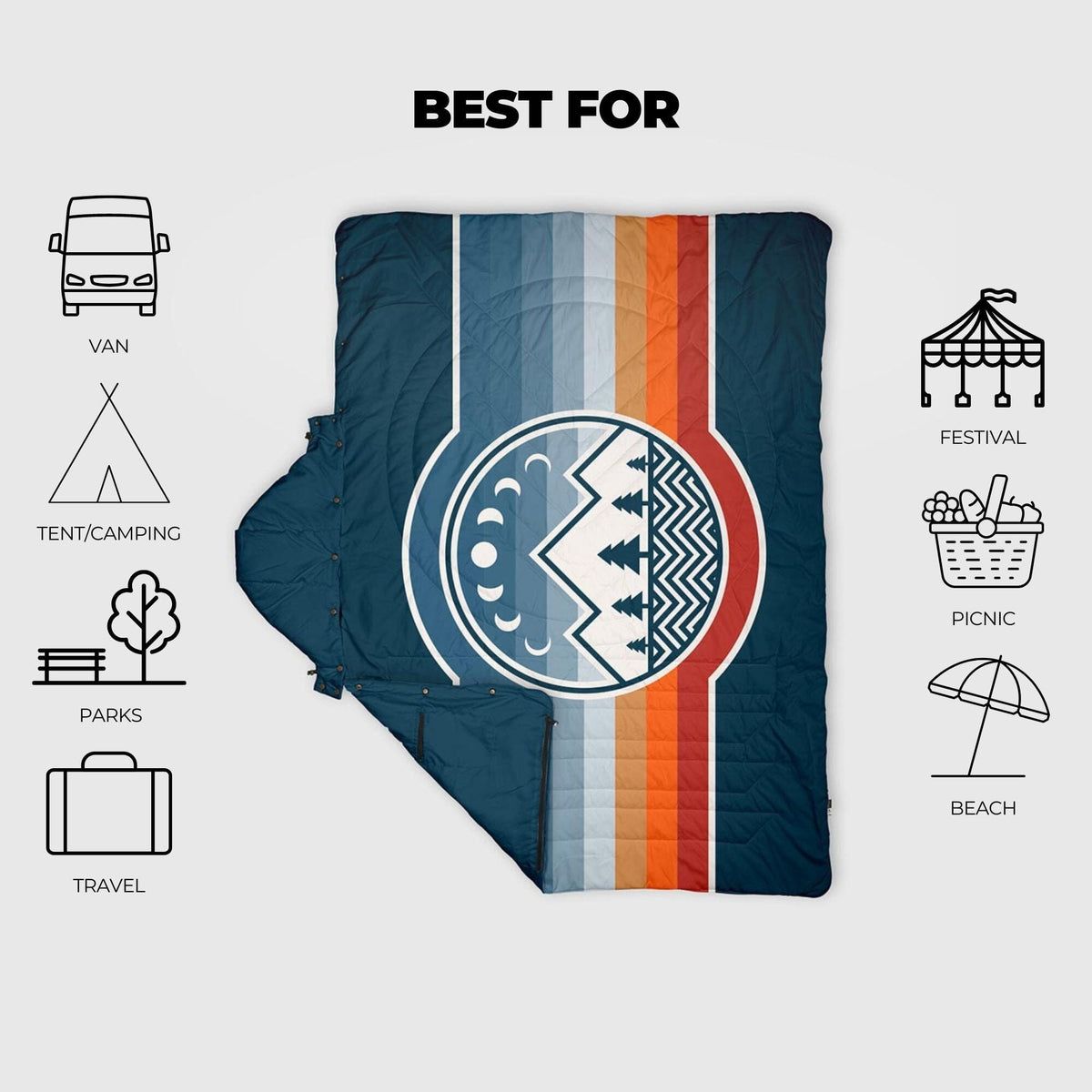 VOITED Recycled Ripstop Travel Blanket - Camp Vibes Two Blankets VOITED