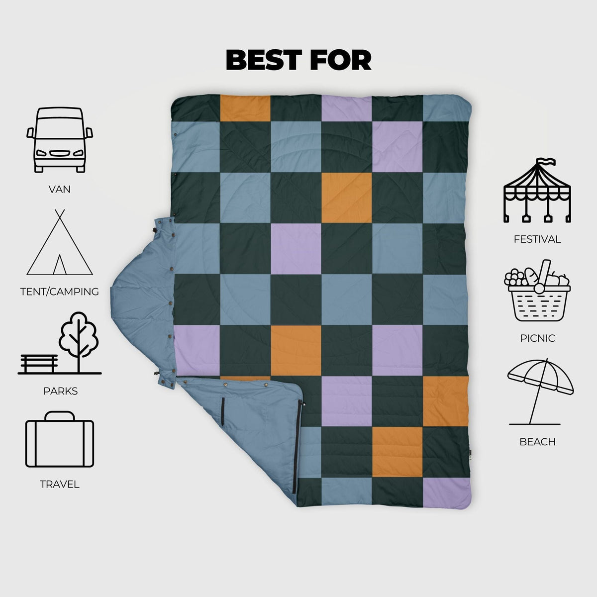 VOITED Recycled Ripstop Travel Blanket - Cheeckers Blankets VOITED