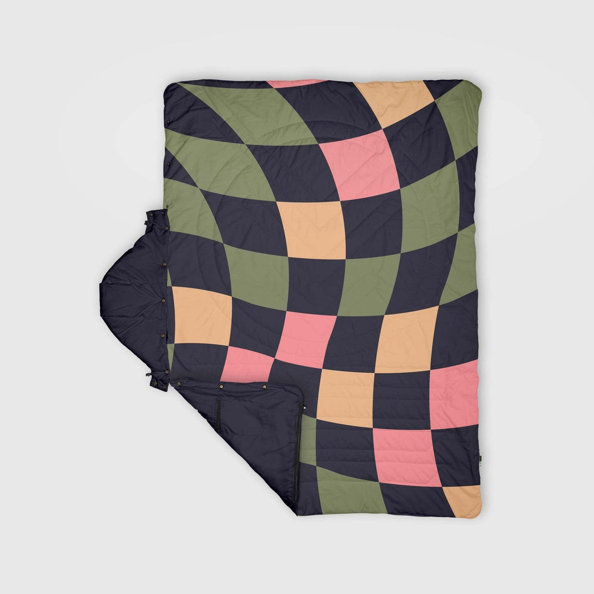 VOITED Recycled Ripstop Travel Blanket - Wavecheck/Graphite Blankets VOITED