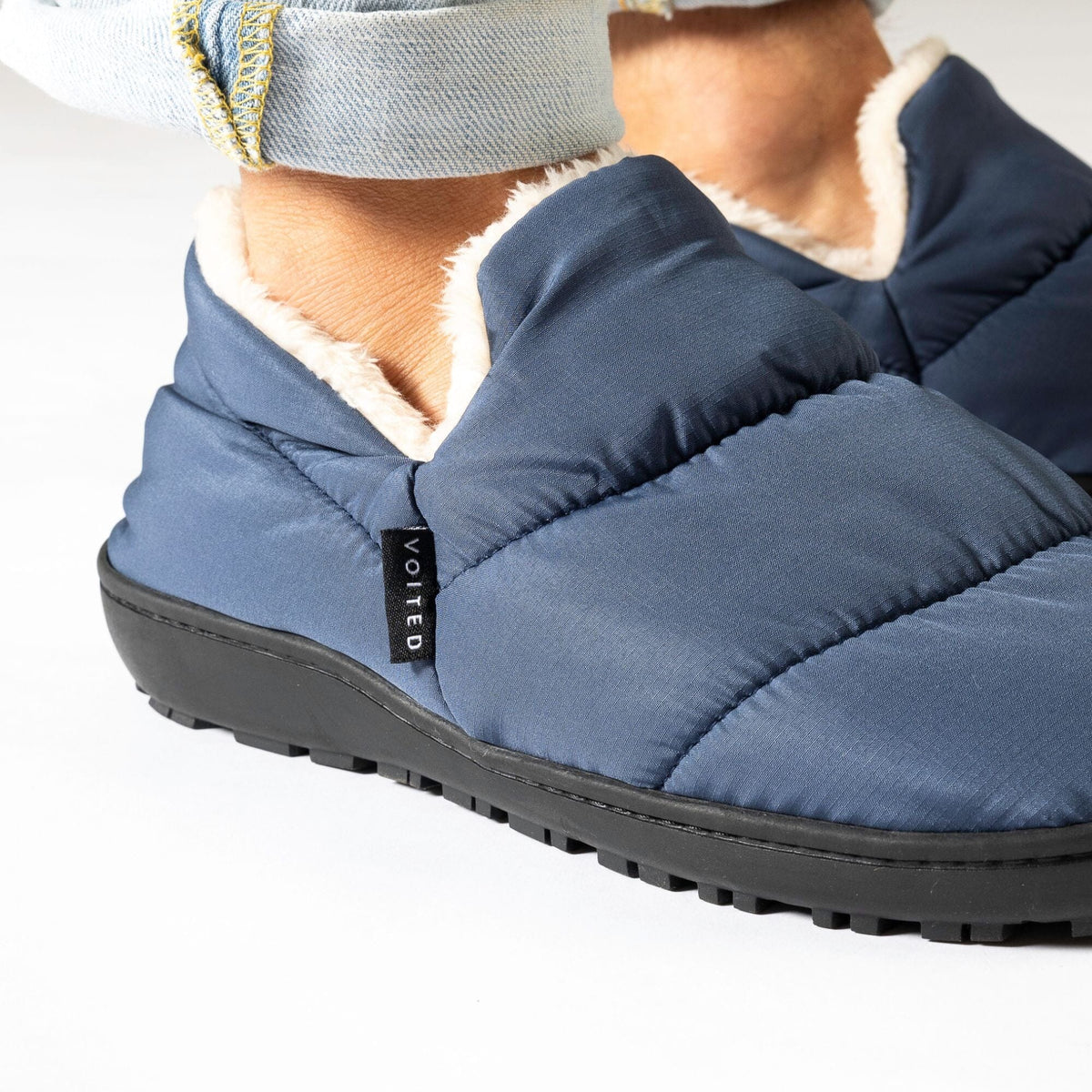 VOITED CloudTouch® Slippers - Lightweight, Indoor/Outdoor Fleece-Lined Camping Slippers - Ocean Navy Footwear VOITED