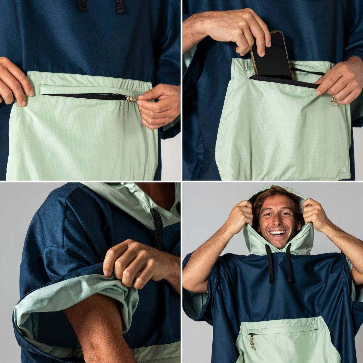 VOITED Micro Fleece Poncho - Ocean Navy/Cameo Green Changewear VOITED