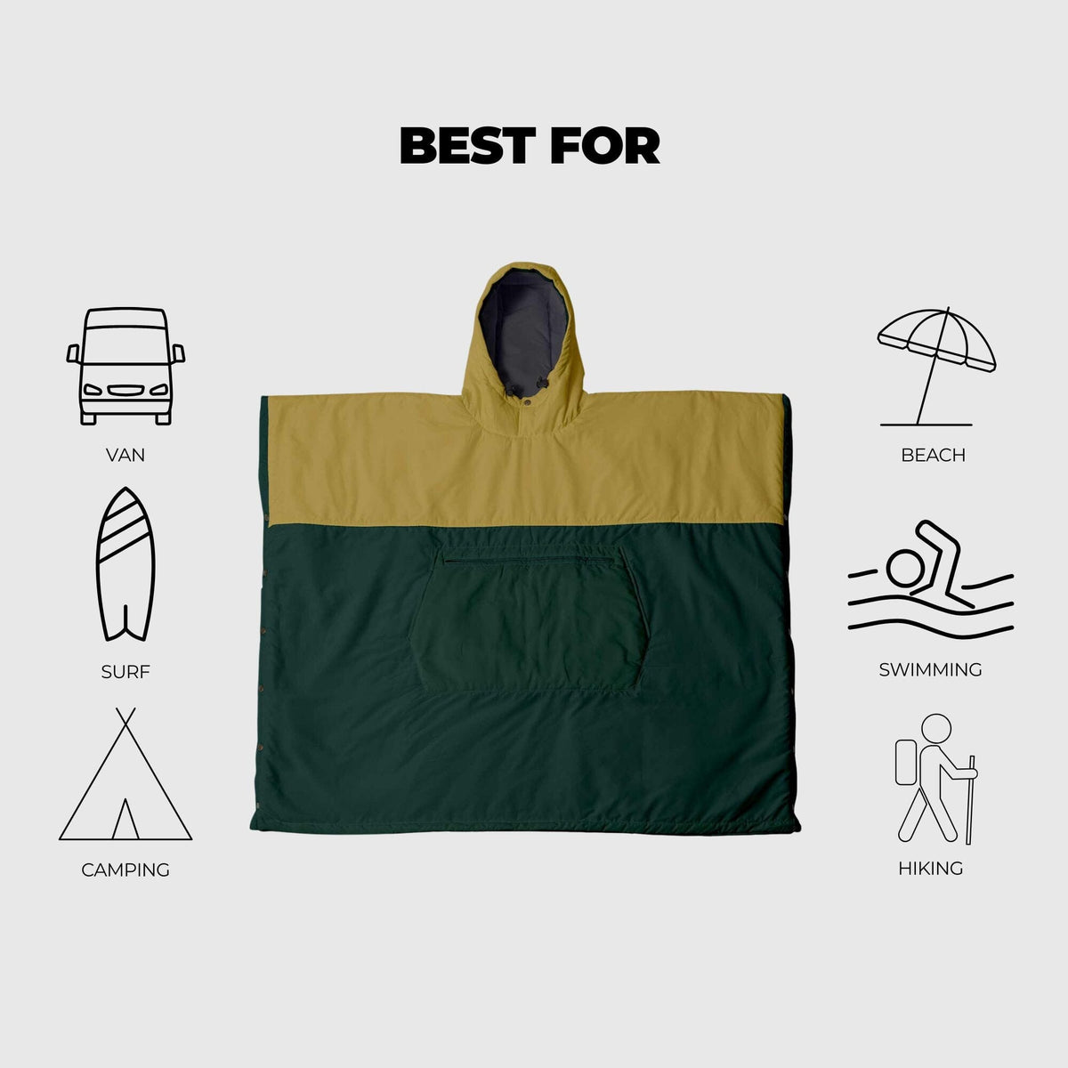 VOITED Trooper Outdoor Premium Poncho-Blanket - Green Gabels / Dusty Sand Blankets VOITED EU