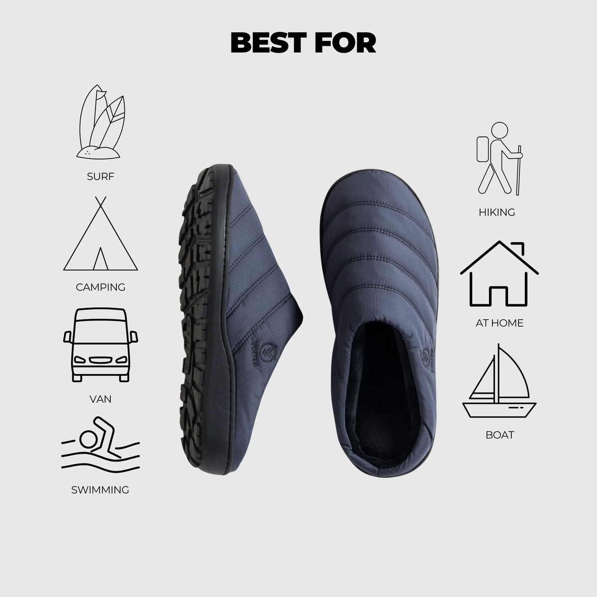 VOITED Soul Slipper - Lightweight, Indoor/Outdoor Camping Slippers - Graphite Footwear VOITED