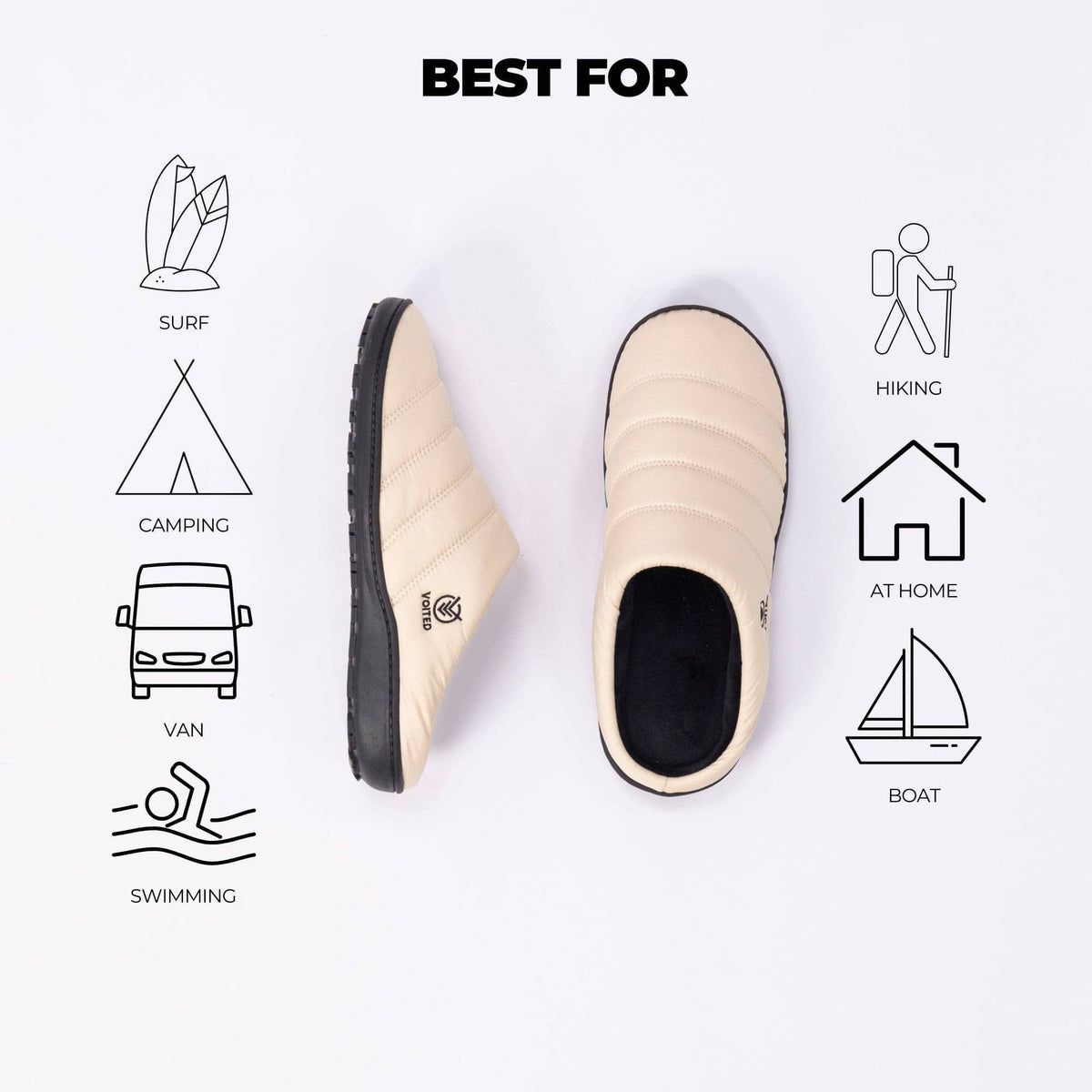 VOITED Soul Slipper - Lightweight, Indoor/Outdoor Camping Slippers - Sand Footwear VOITED