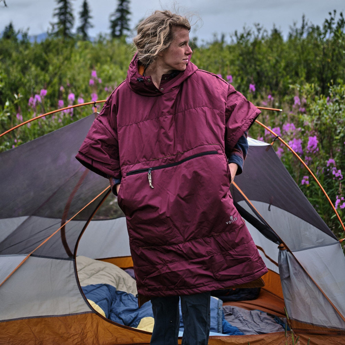 VOITED 2nd Edition Outdoor Poncho for Surfing, Camping, Vanlife & Wild Swimming - Cardinal Changewear VOITED