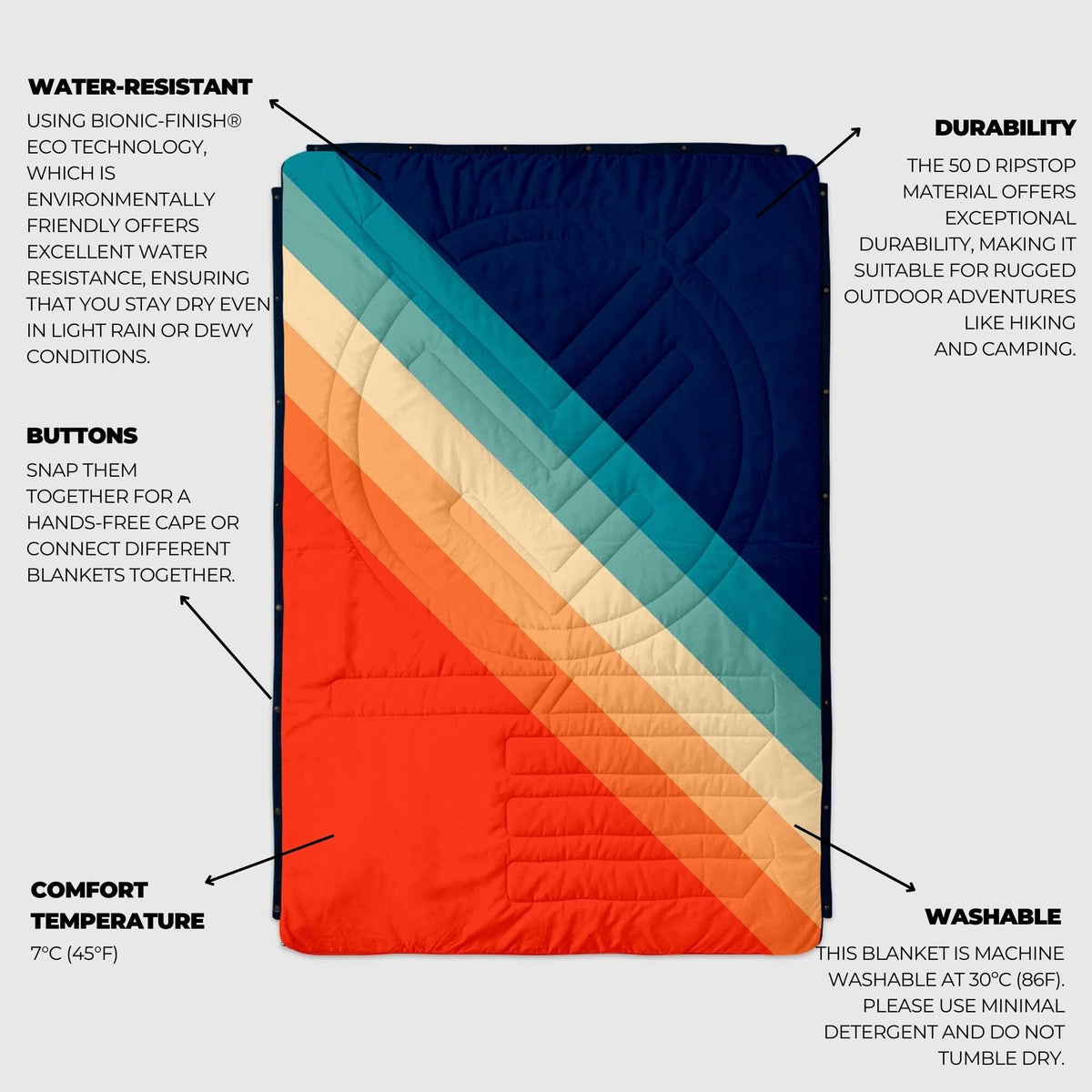 VOITED CloudTouch® Indoor/Outdoor Camping Blanket - Rainbow Blankets VOITED 