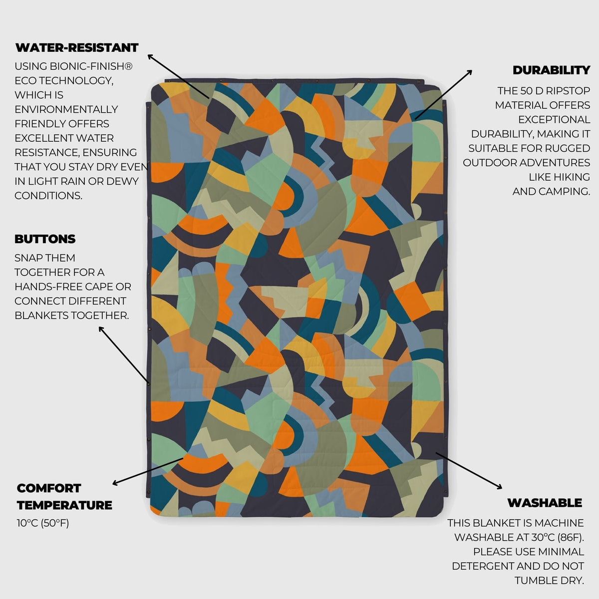 VOITED Fleece Outdoor Camping Blanket - Farmers Market Blankets VOITED 