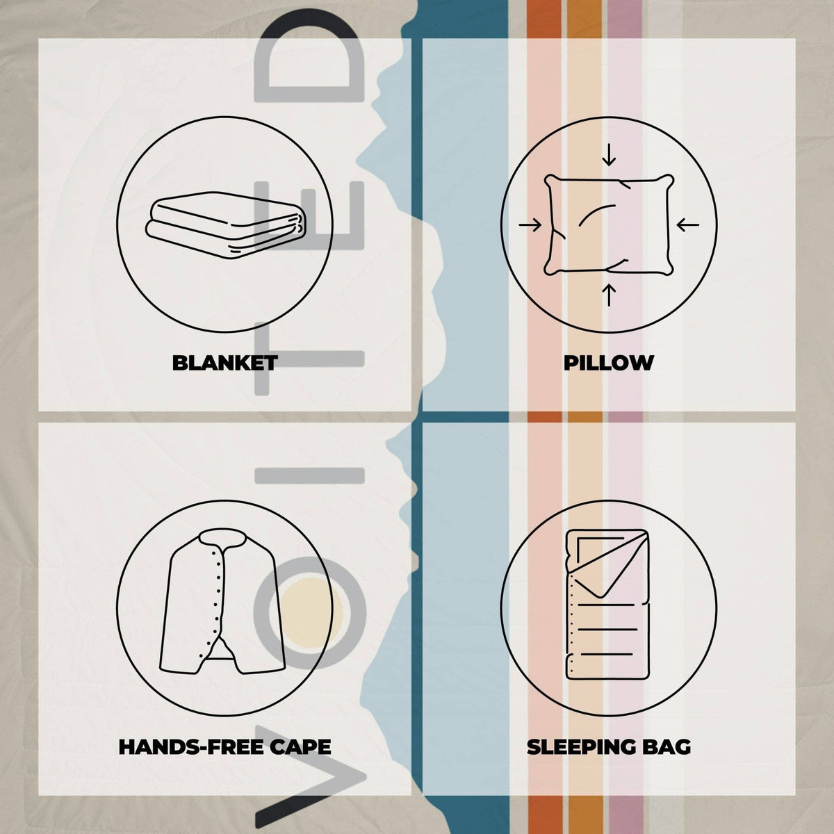 VOITED Fleece Outdoor Camping Blanket - Snowy Peak Blankets VOITED 