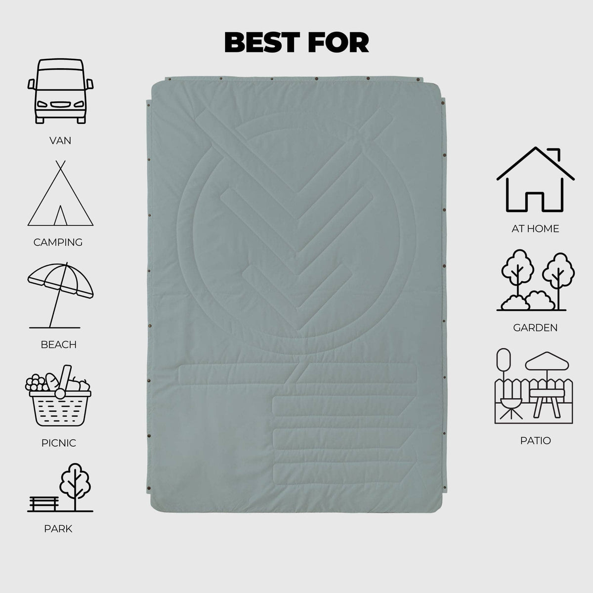 VOITED Recycled Ripstop Outdoor Camping Blanket - Eucalyptus Blankets VOITED 