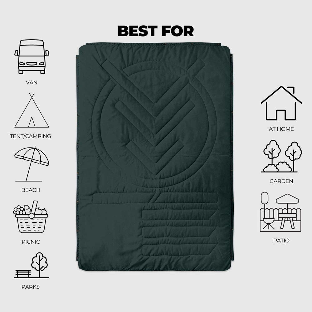 VOITED Recycled Ripstop Outdoor Camping Blanket - Green Gables / Dusty Sand