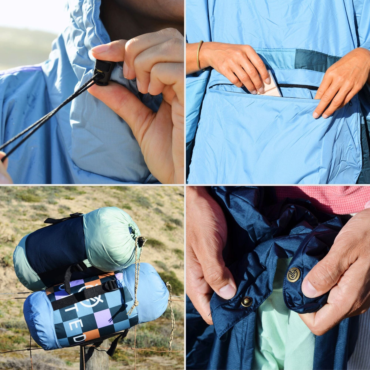 VOITED Trooper Outdoor Premium Poncho-Blanket - Ocean Navy / Cameo Green Blankets VOITED EU 