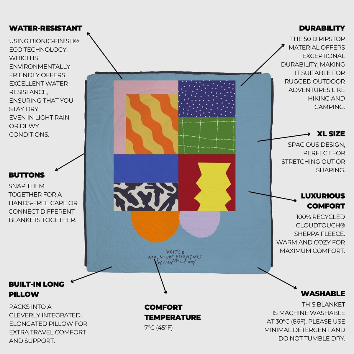 VOITED Queen CloudTouch® Indoor/Outdoor Camping Blanket - Essentials Blankets VOITED 