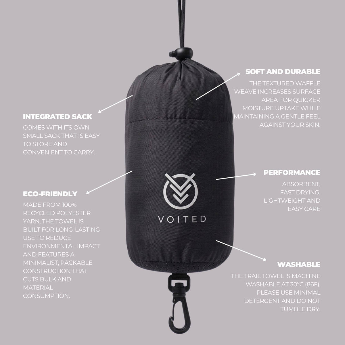 VOITED Trail Towel - Black Accessories VOITED 